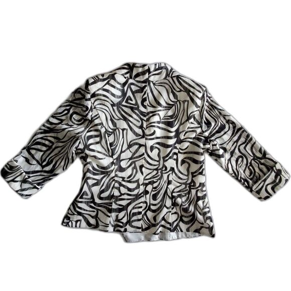 EUC Alex Evenings Shimmer Print Tie-Waist Wrap Blouse Sheer 3/4 Sleeve Sz LP - Picture 5 of 11